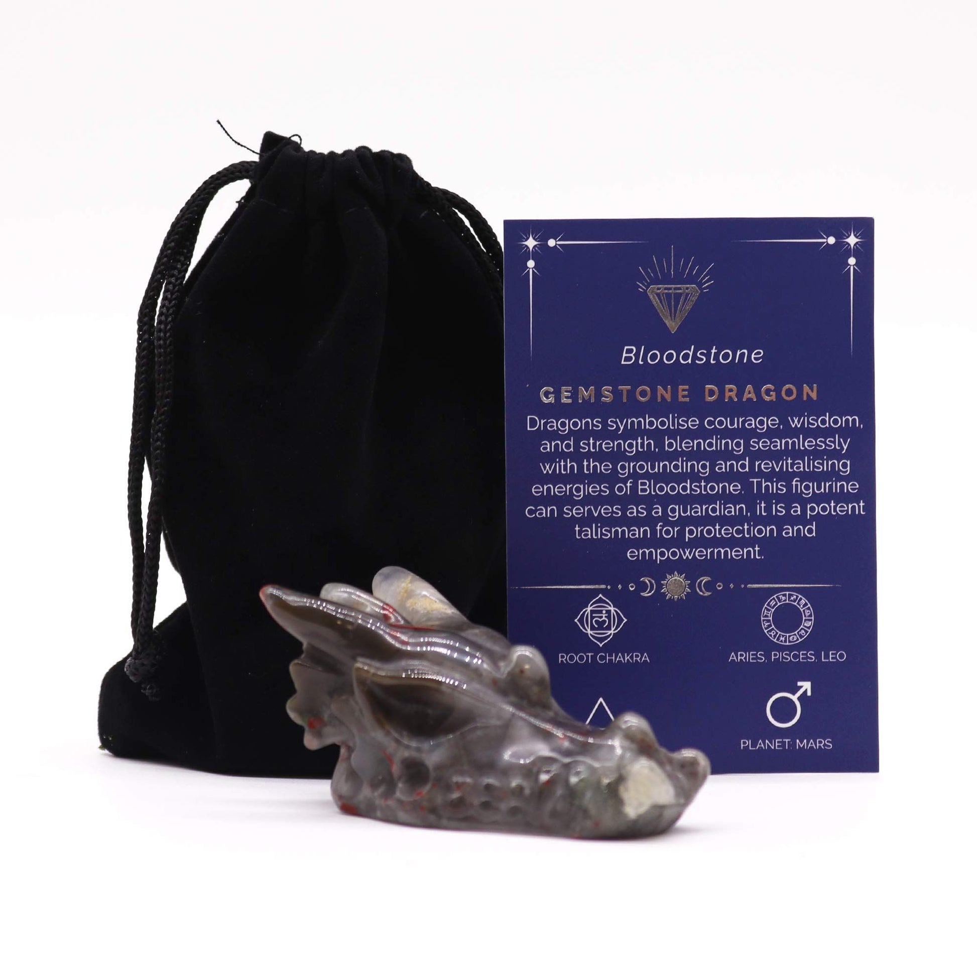 Gemstone Large Dragon Head- Bloodstone - Vivid Aromas UK