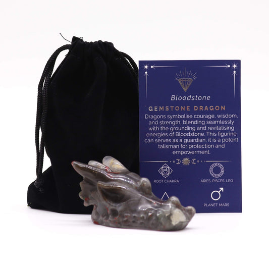 Gemstone Large Dragon Head- Bloodstone - Vivid Aromas UK