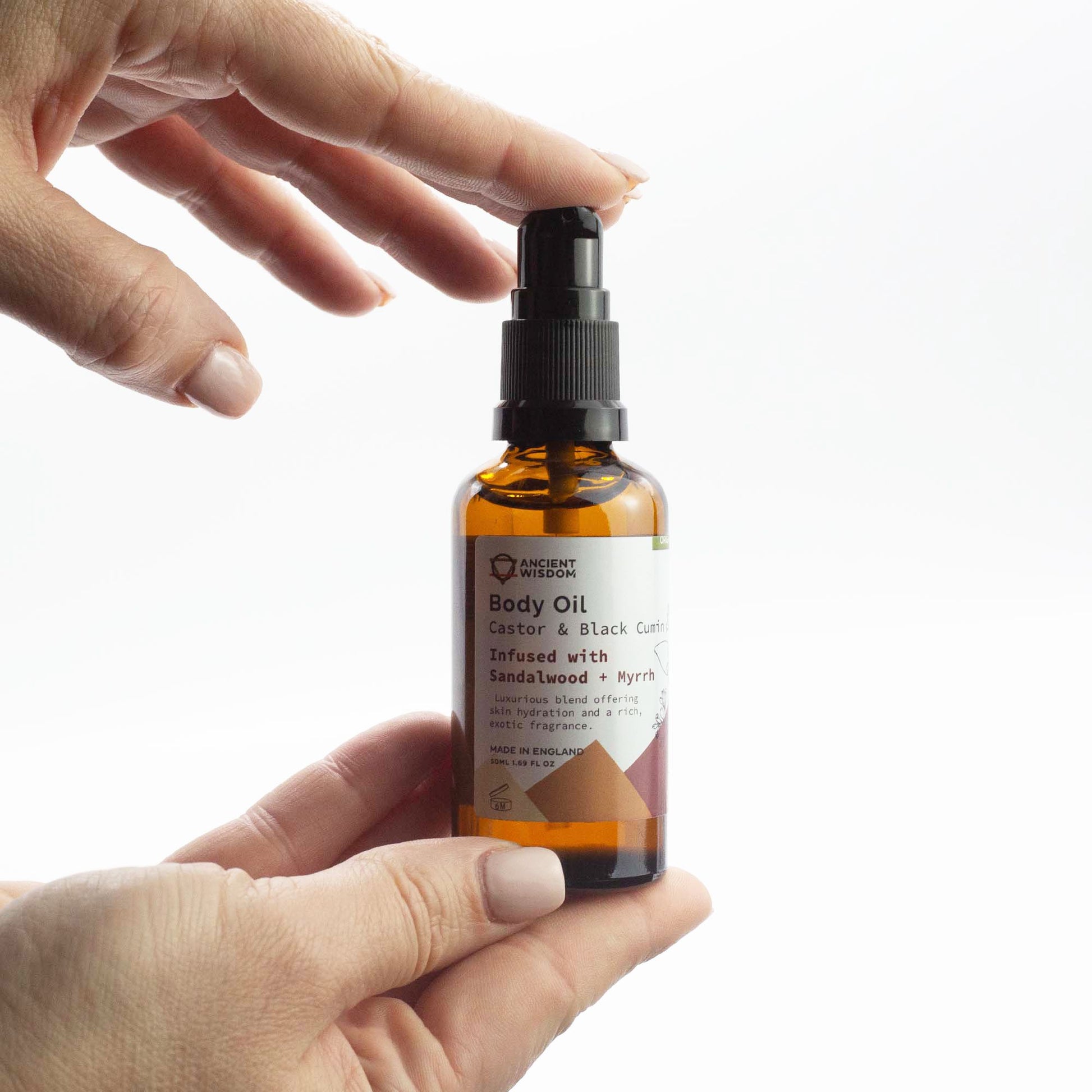 Organic Body Oil 50ml - Sandalwood & Myrrh - Vivid Aromas UK