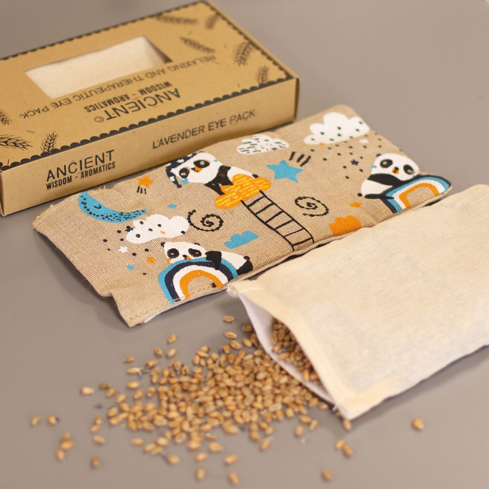 Lavender Natural Cotton and Juco Eye Pillow in Gift Box - Sleepy Panda - Vivid Aromas UK