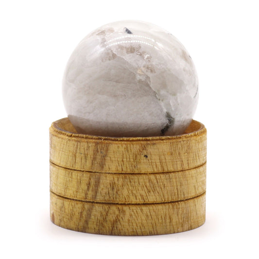 Gemstone Sphere 40mm - Indian Moonstone with Stand - Vivid Aromas UK