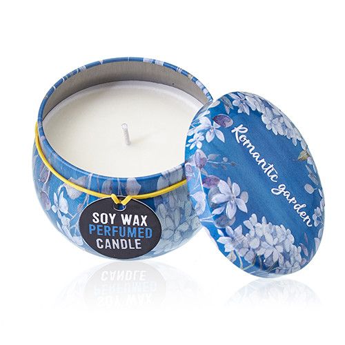 Art Tin Candle - Assorted Design - Romantic Garden - Tea & Rose - Vivid Aromas UK