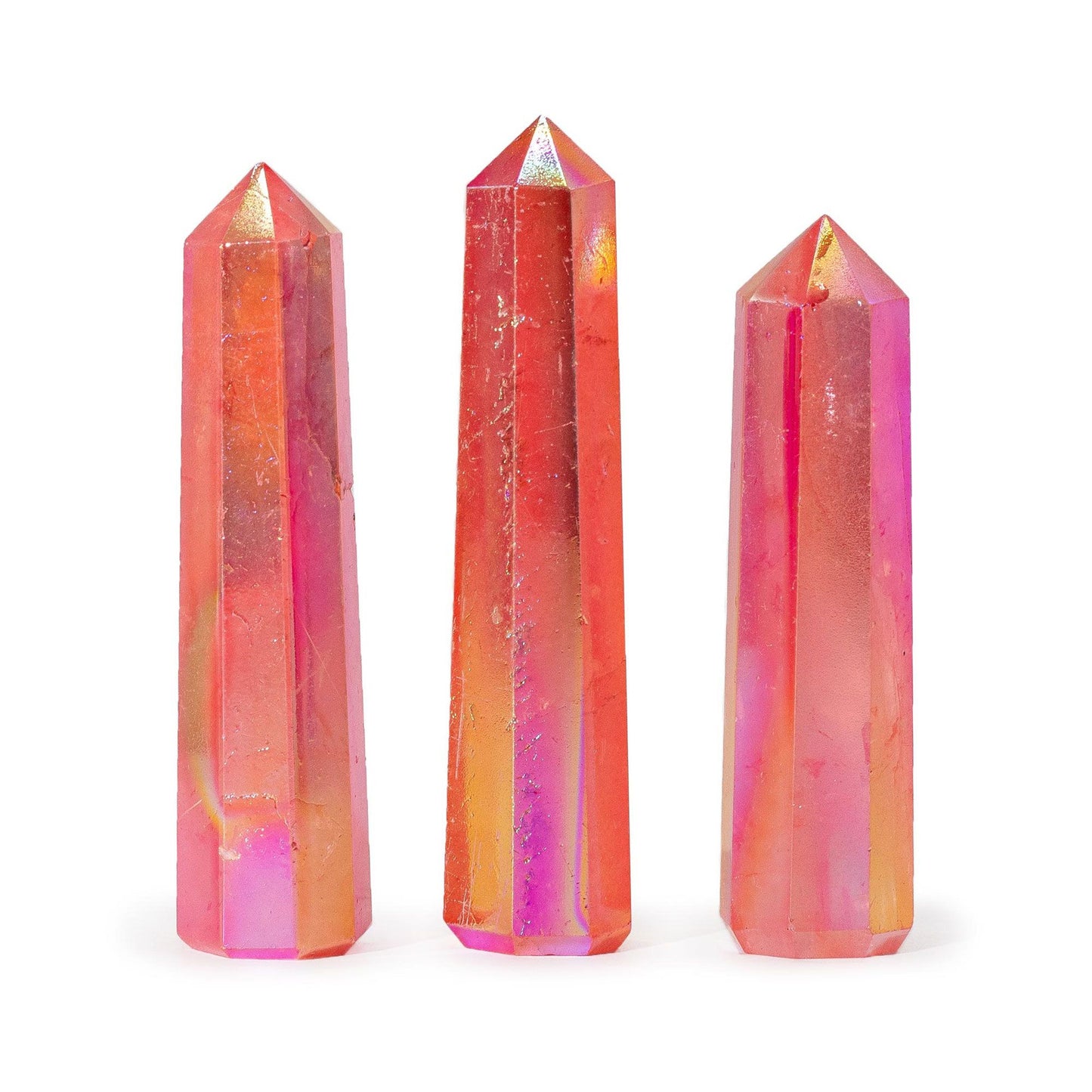 Gemstone Obelisk Point approx 9cm - Aurura Crystal Quartz - Peach - Vivid Aromas UK