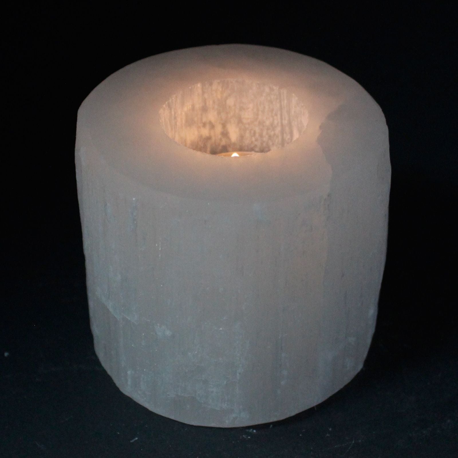 Selenite Cylinder Candle Holder - 8 cm - Vivid Aromas UK