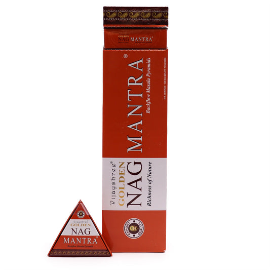 42g Jumbo Golden Nag - Mantra Backflow Incense Cones - Vivid Aromas UK