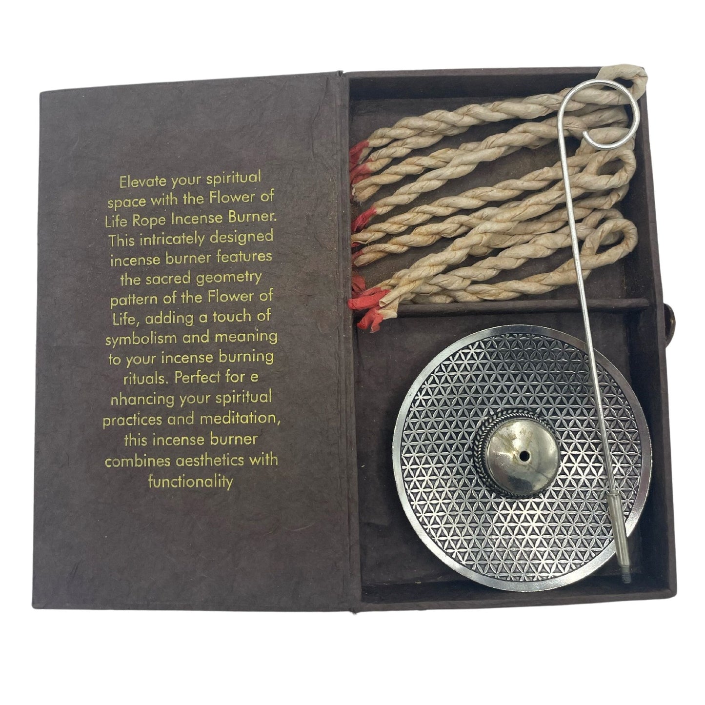 Rope Incense and Silver Plated Holder Set - Flower of Life - Vivid Aromas UK