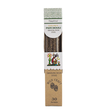 Golden Patchouli Smudging Resin Sticks – 30g - Vivid Aromas UK