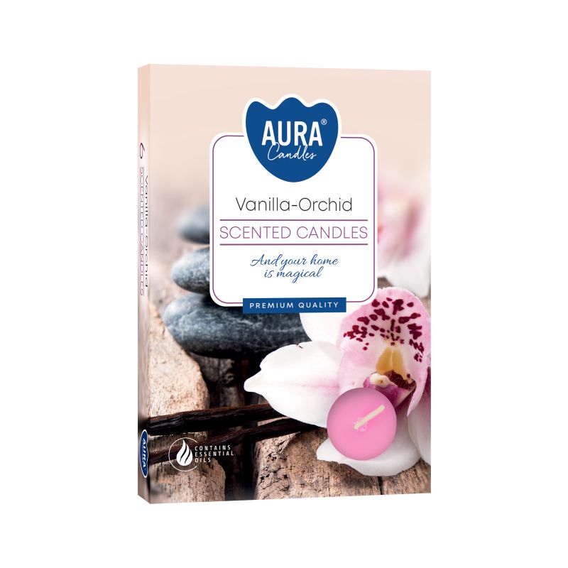 Set of 6 Scented Tealights - Vanilla & Orchid - Vivid Aromas UK