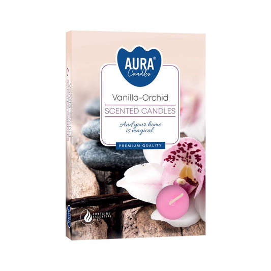 Set of 6 Scented Tealights - Vanilla & Orchid - Vivid Aromas UK