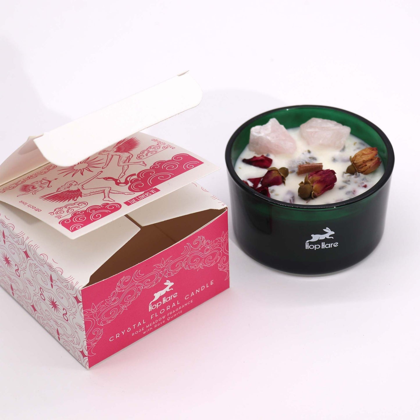 Hop Hare Crystal Magic Flower Candle - The Lovers - Vivid Aromas UK