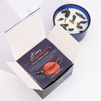 Zodiac Crystal Candle with Gemstone Bracelet - Aries - Vivid Aromas UK