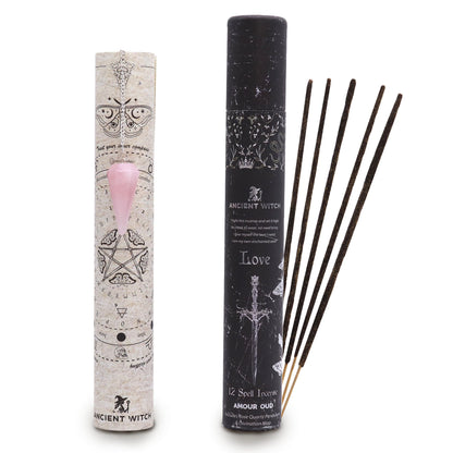 Ancient Witch Spell Incense - Love - Rose Quartz Pendulum - Vivid Aromas UK