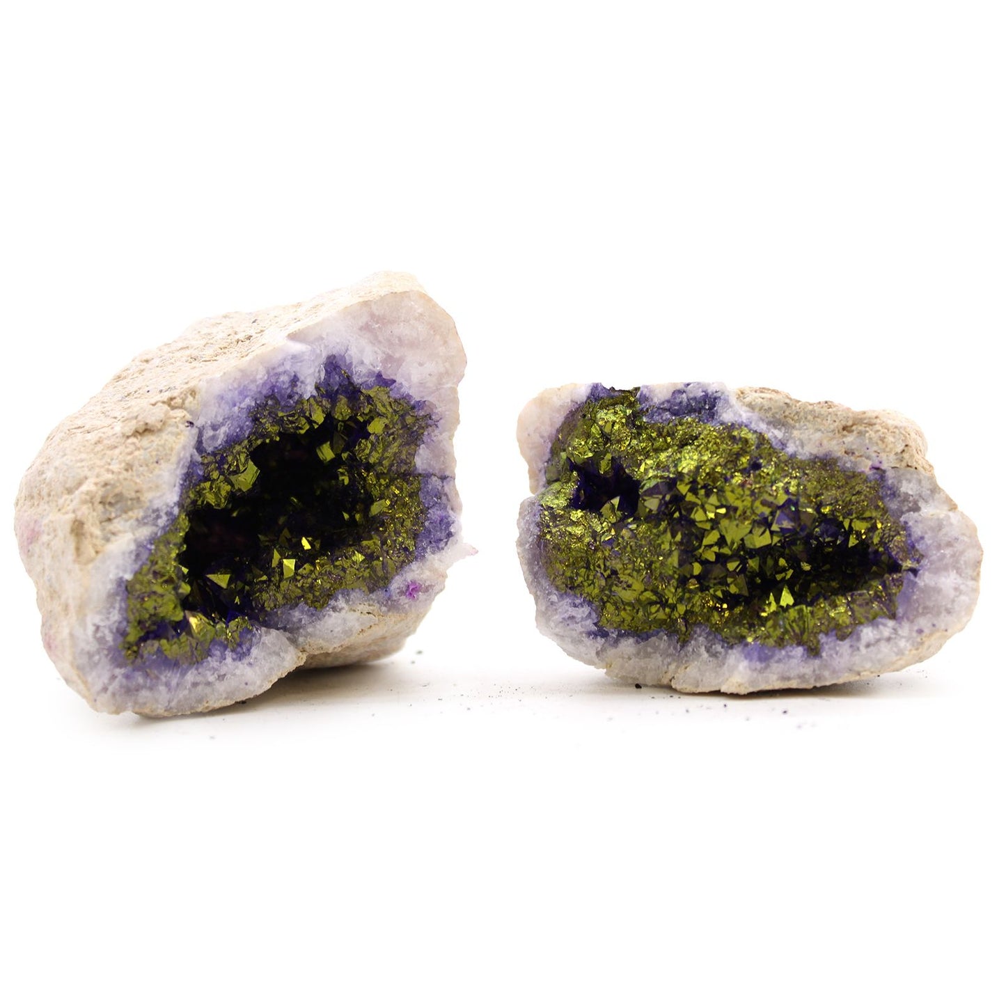 Coloured Calsite Geodes - Natural Rock - Purple & Gold - Vivid Aromas UK