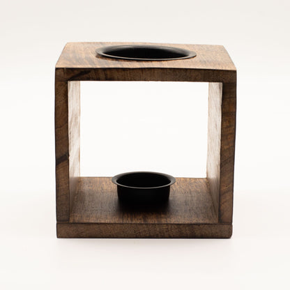 Large Square Mango Wood Oil Burner - Tree of Life - Vivid Aromas UK