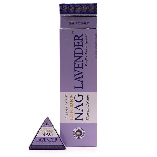 42g Jumbo Golden Nag - Lavender Backflow Incense Cones - Vivid Aromas UK