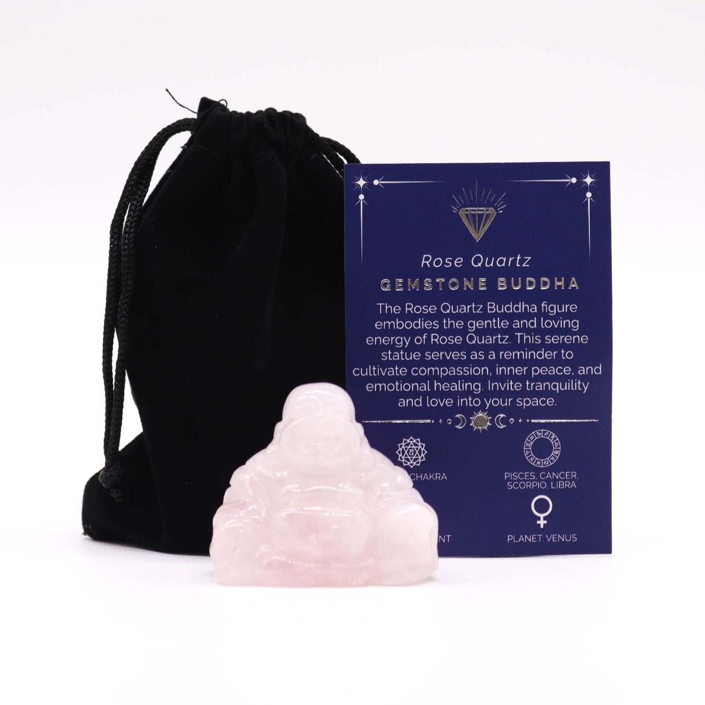 Gemstone Large Buddha - Rose Quartz - Vivid Aromas UK