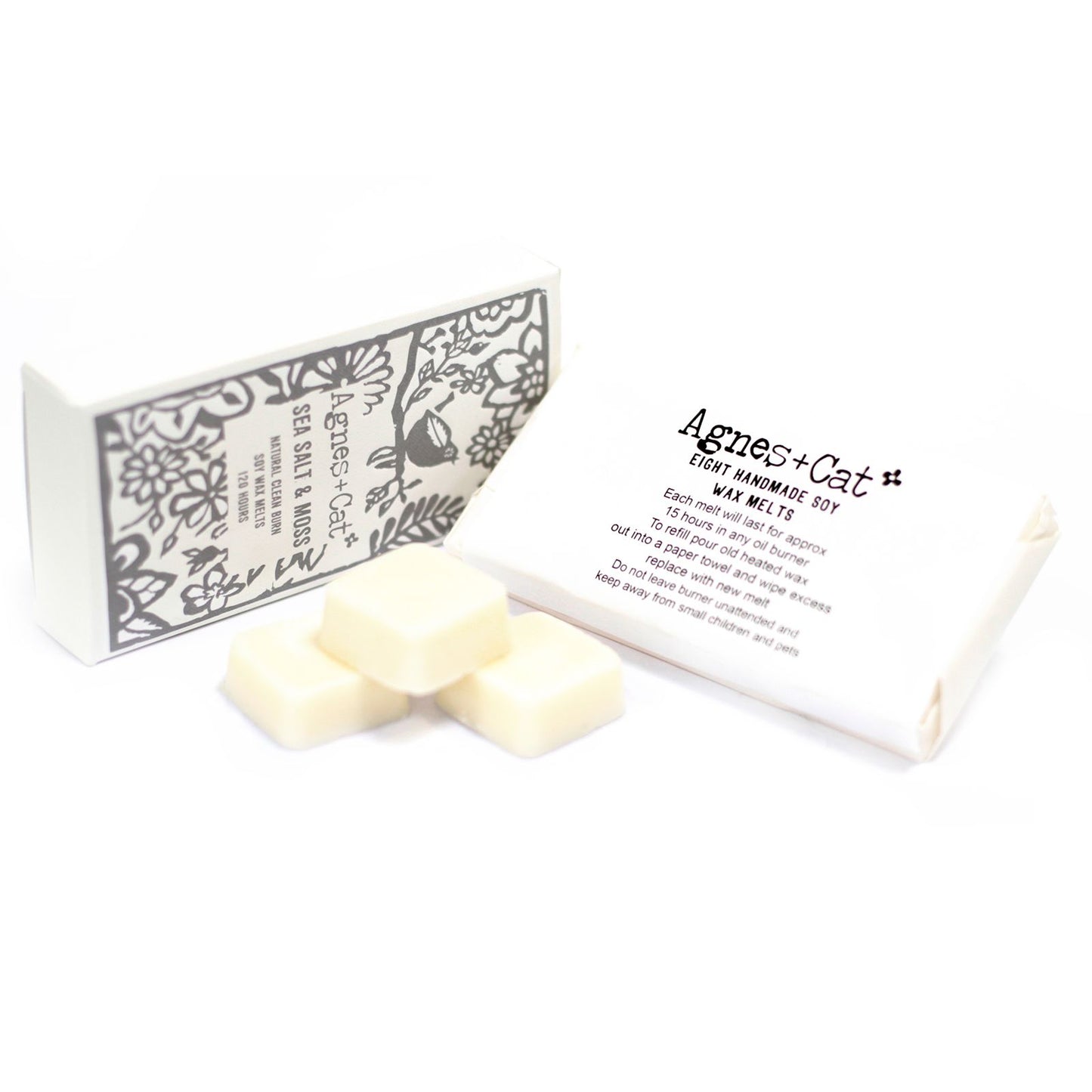 Agnes + Cat Box of 8 Wax Melts - Seasalt + Moss - Vivid Aromas UK