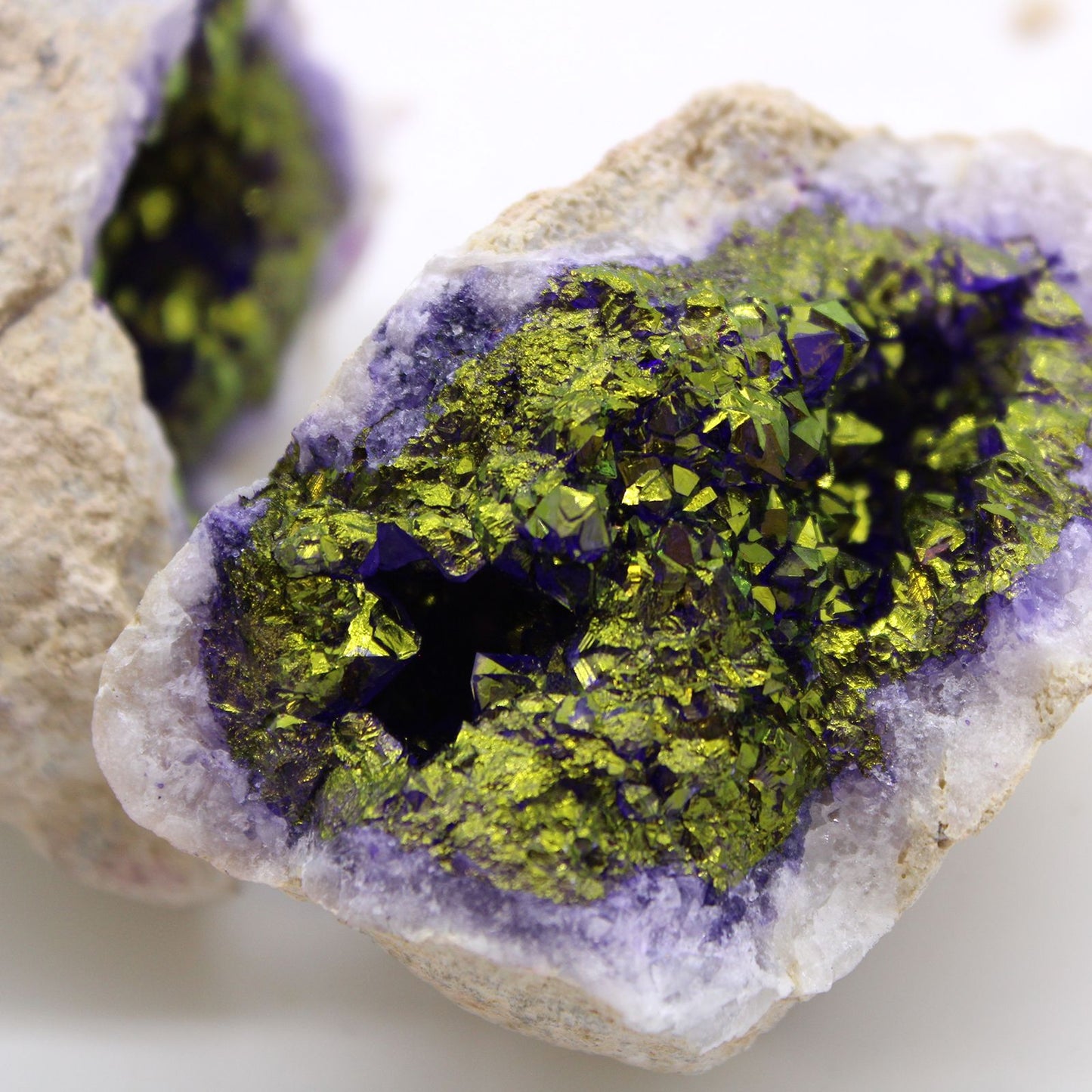 Coloured Calsite Geodes - Natural Rock - Purple & Gold - Vivid Aromas UK