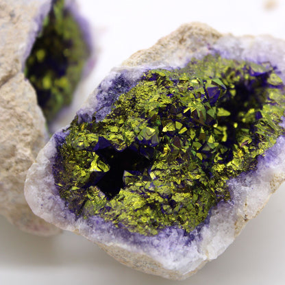 Coloured Calsite Geodes - Natural Rock - Purple & Gold - Vivid Aromas UK