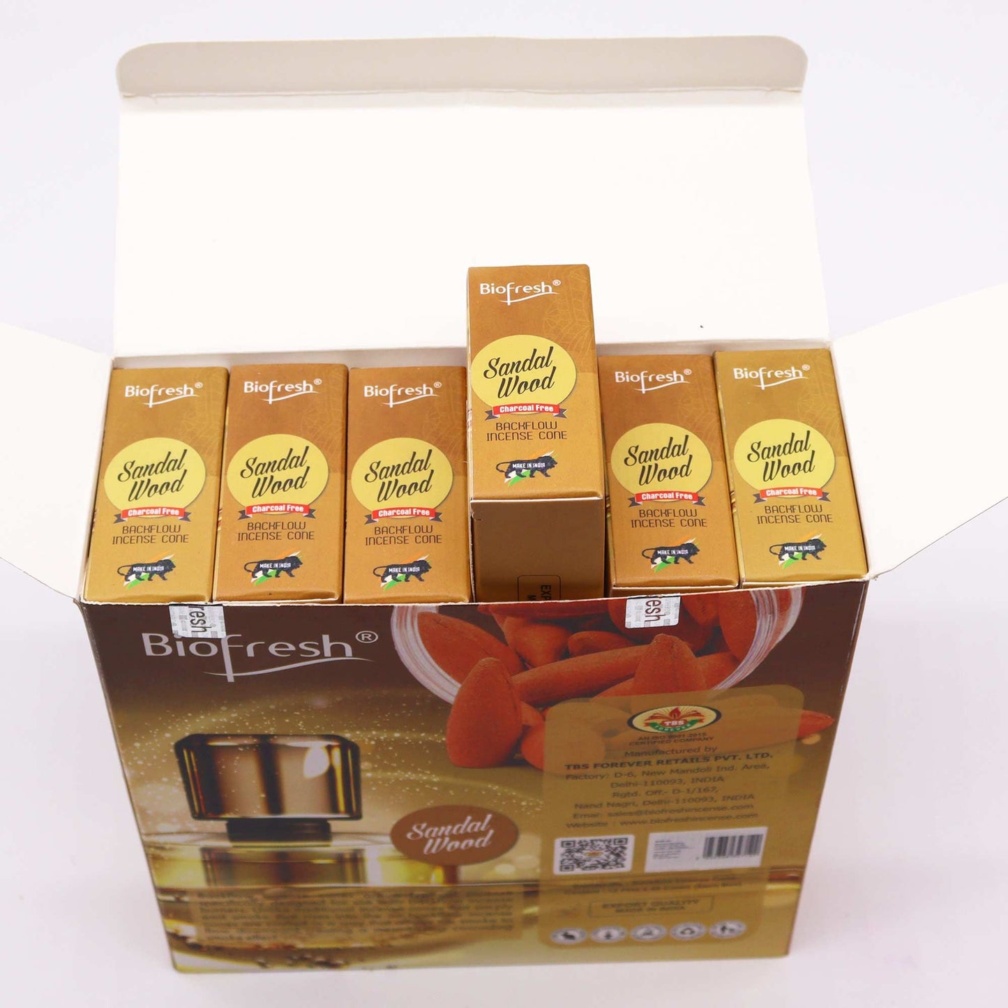 Biofresh Backflow Incense Cones - Sandalwood - Vivid Aromas UK