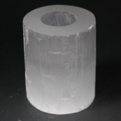 Selenite Cylinder Candle Holder - 10 cm - Vivid Aromas UK