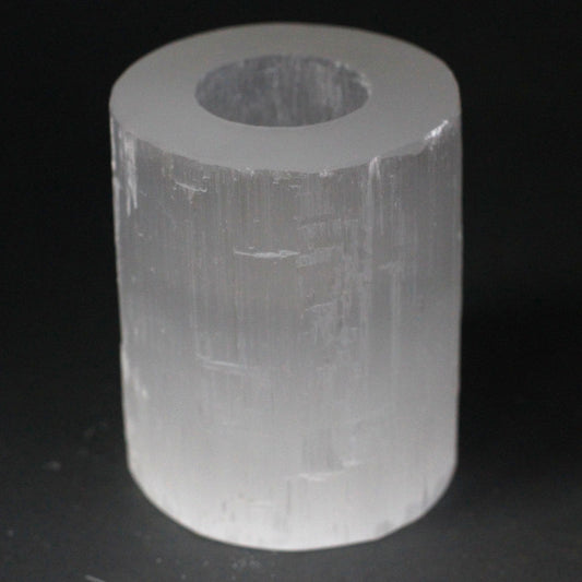 Selenite Cylinder Candle Holder - 10 cm - Vivid Aromas UK