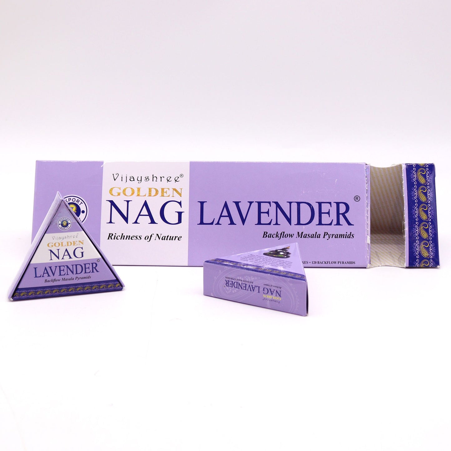 42g Jumbo Golden Nag - Lavender Backflow Incense Cones - Vivid Aromas UK