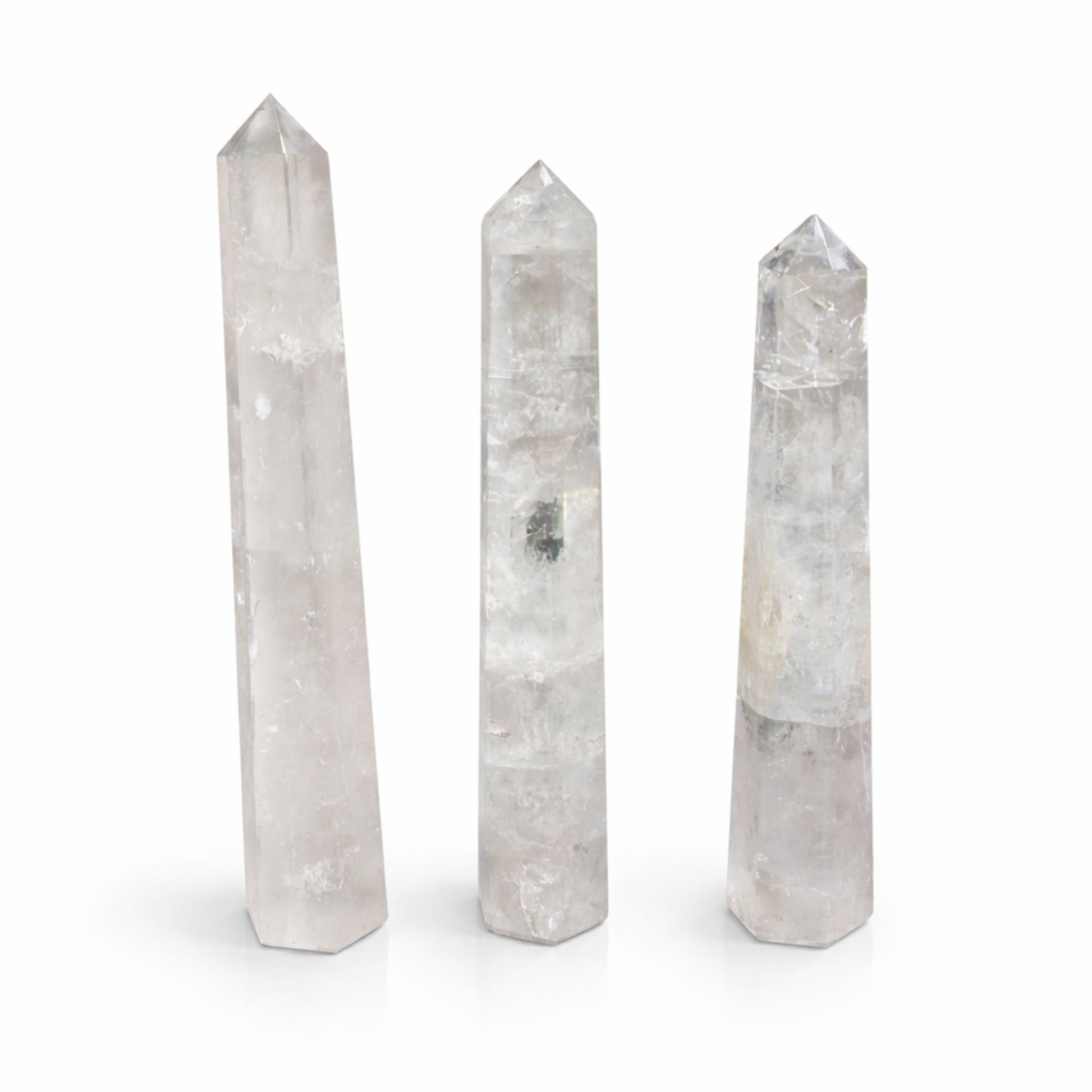 Gemstone Six Face Obelisk Poins approx 17cm - Rock Crystal - Vivid Aromas UK