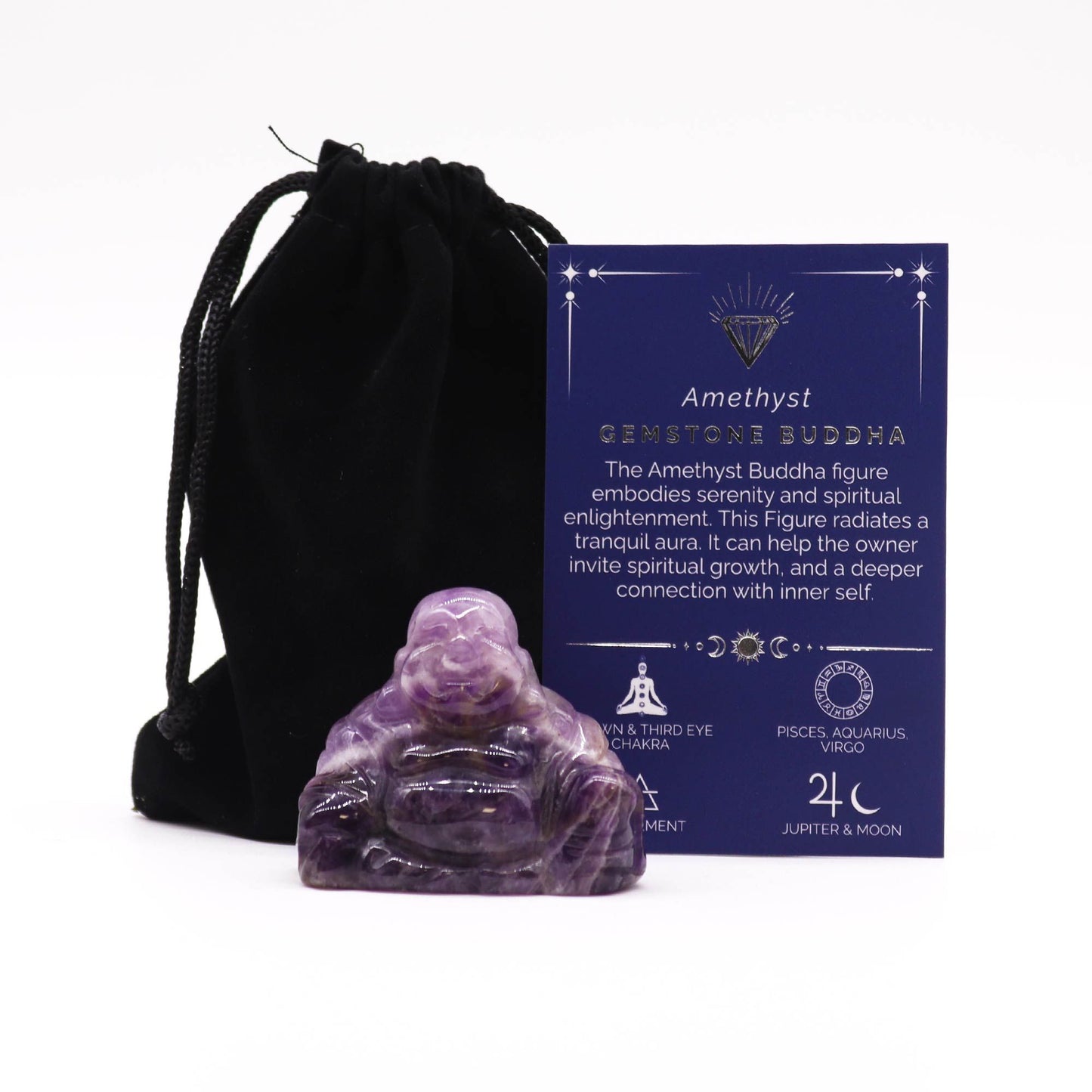 Gemstone Large Buddha - Amethyst - Vivid Aromas UK