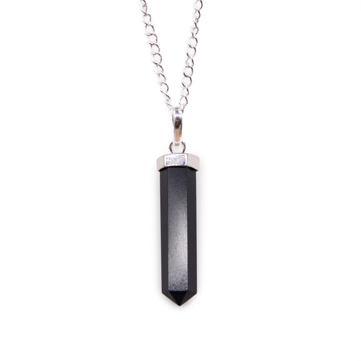 Gemstone Classic Point Pendant - Black Agate - Vivid Aromas UK