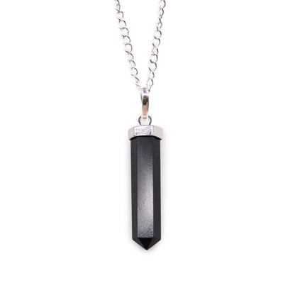 Gemstone Classic Point Pendant - Black Agate - Vivid Aromas UK