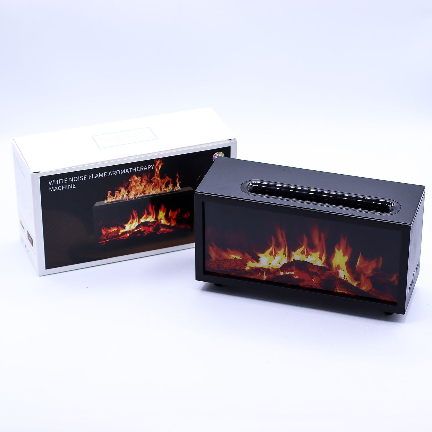 Flame Effect Aroma Diffuser with Birdsound - Black USB - Colour Change - Vivid Aromas UK