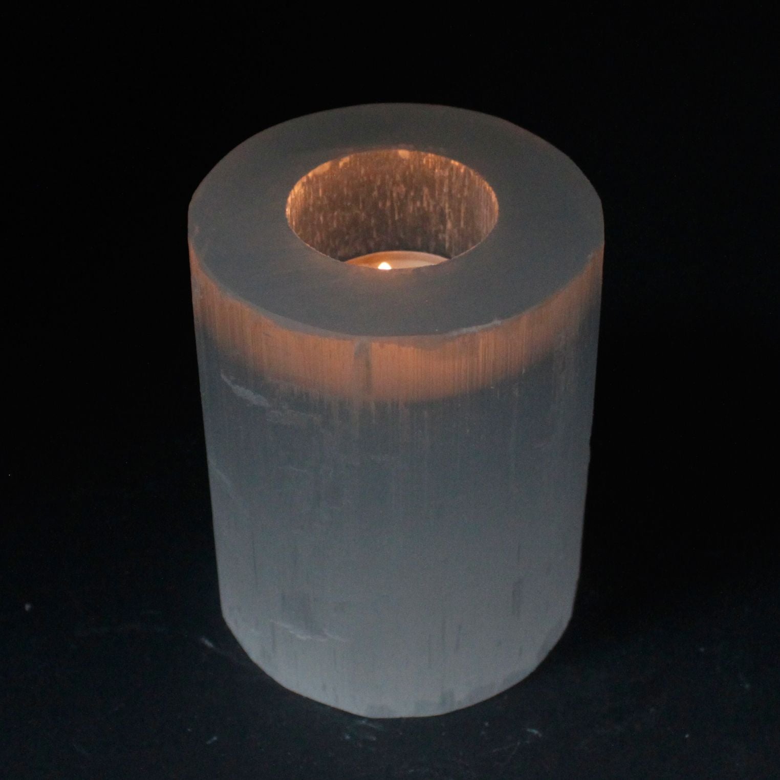 Selenite Cylinder Candle Holder - 10 cm - Vivid Aromas UK
