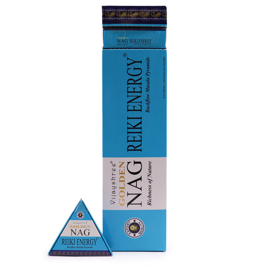 42g Jumbo Golden Nag - Reiki Energy Backflow Incense Cones - Vivid Aromas UK