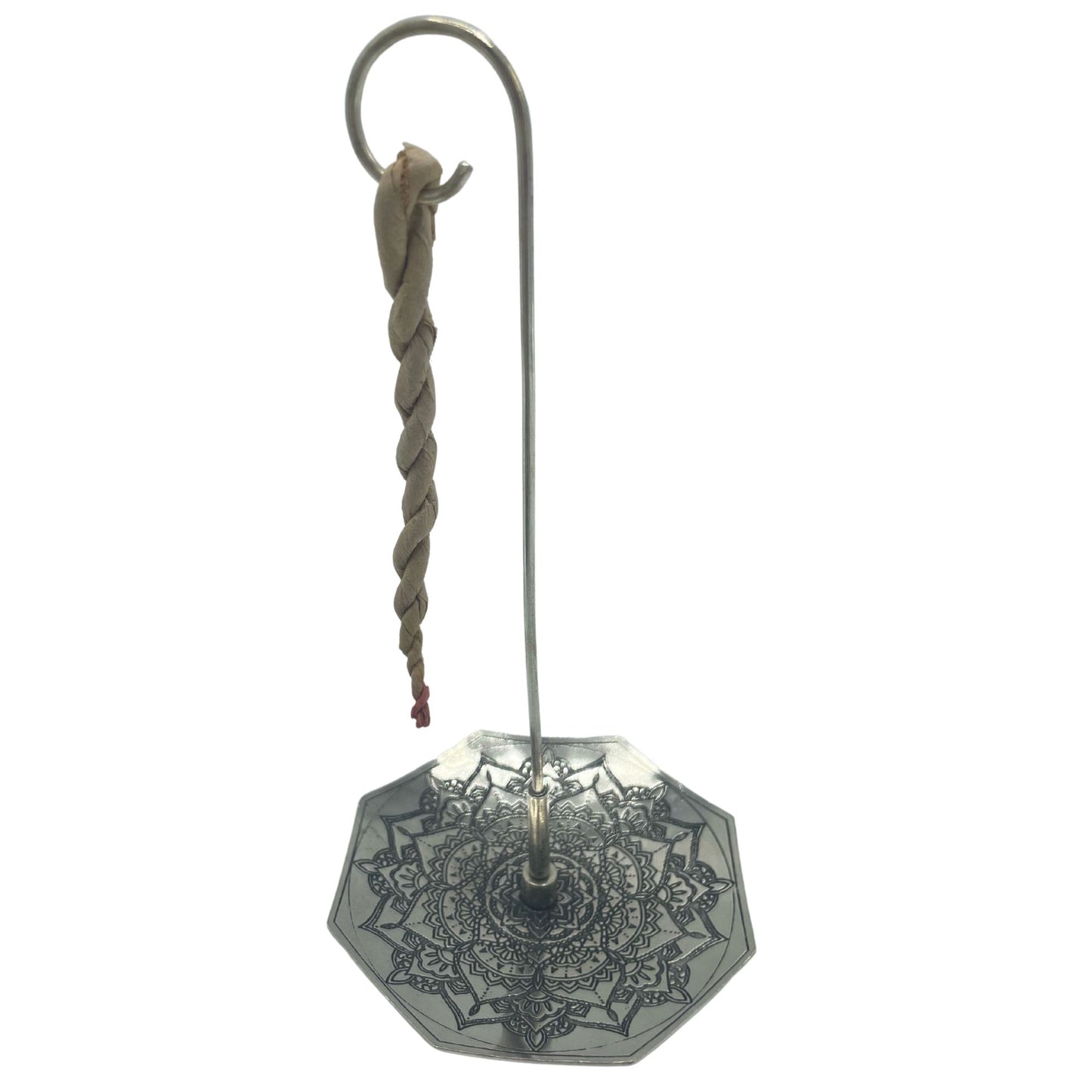 Rope Incense and Silver Plated Holder Set - Mandala Flower - Vivid Aromas UK