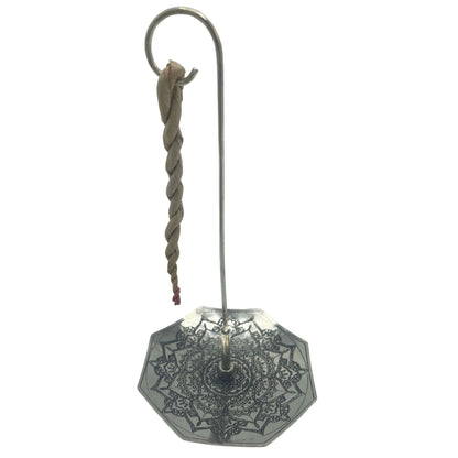 Rope Incense and Silver Plated Holder Set - Mandala Flower - Vivid Aromas UK