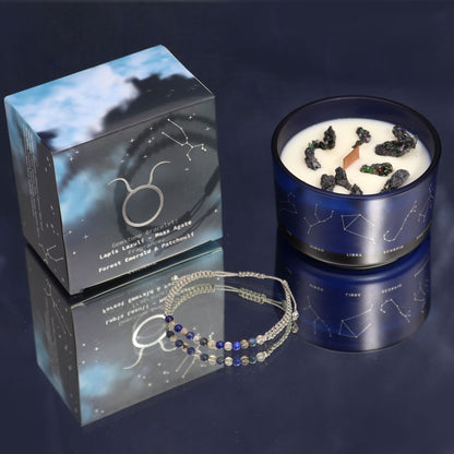Zodiac Crystal Candle with Gemstone Bracelet - Taurus - Vivid Aromas UK