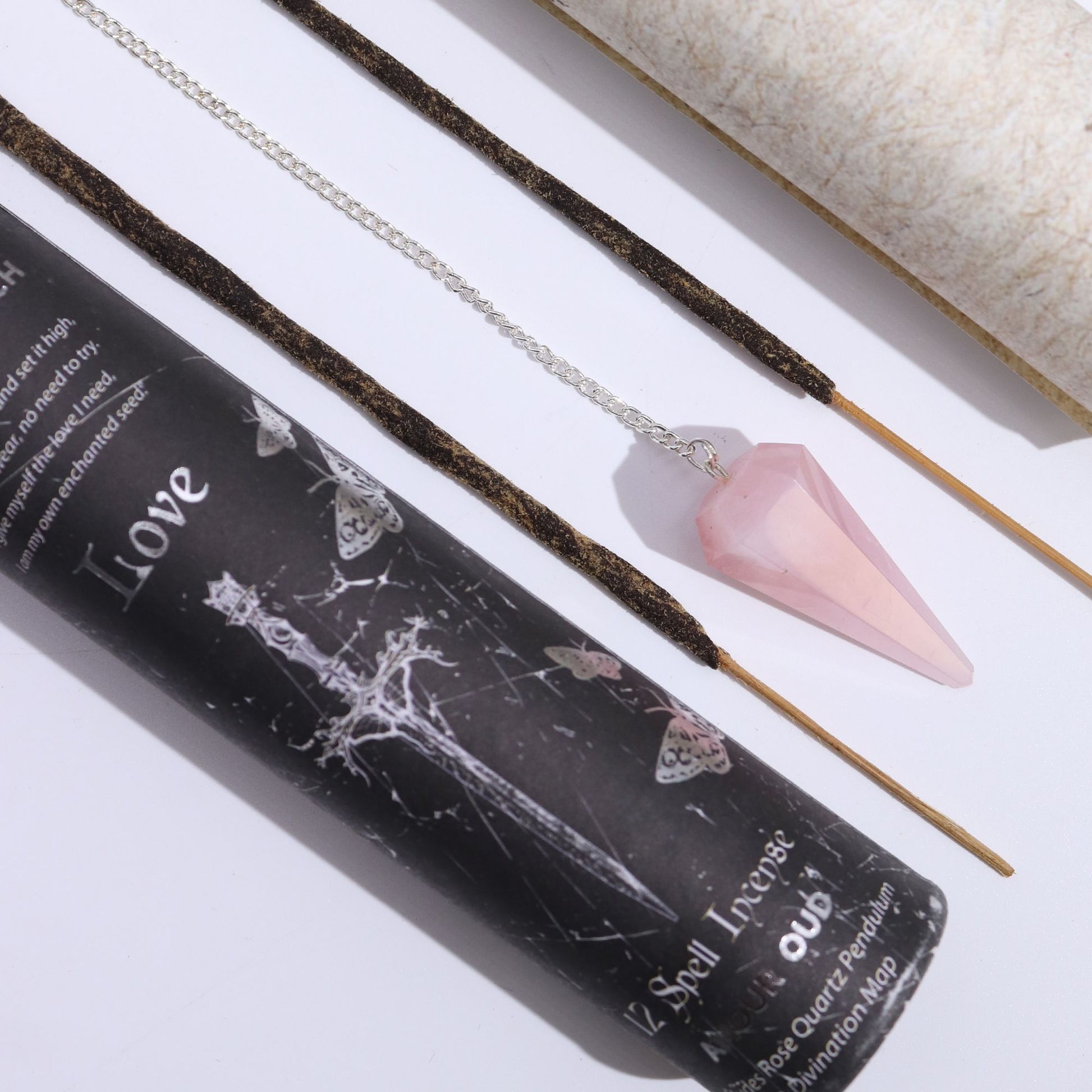 Ancient Witch Spell Incense - Love - Rose Quartz Pendulum - Vivid Aromas UK