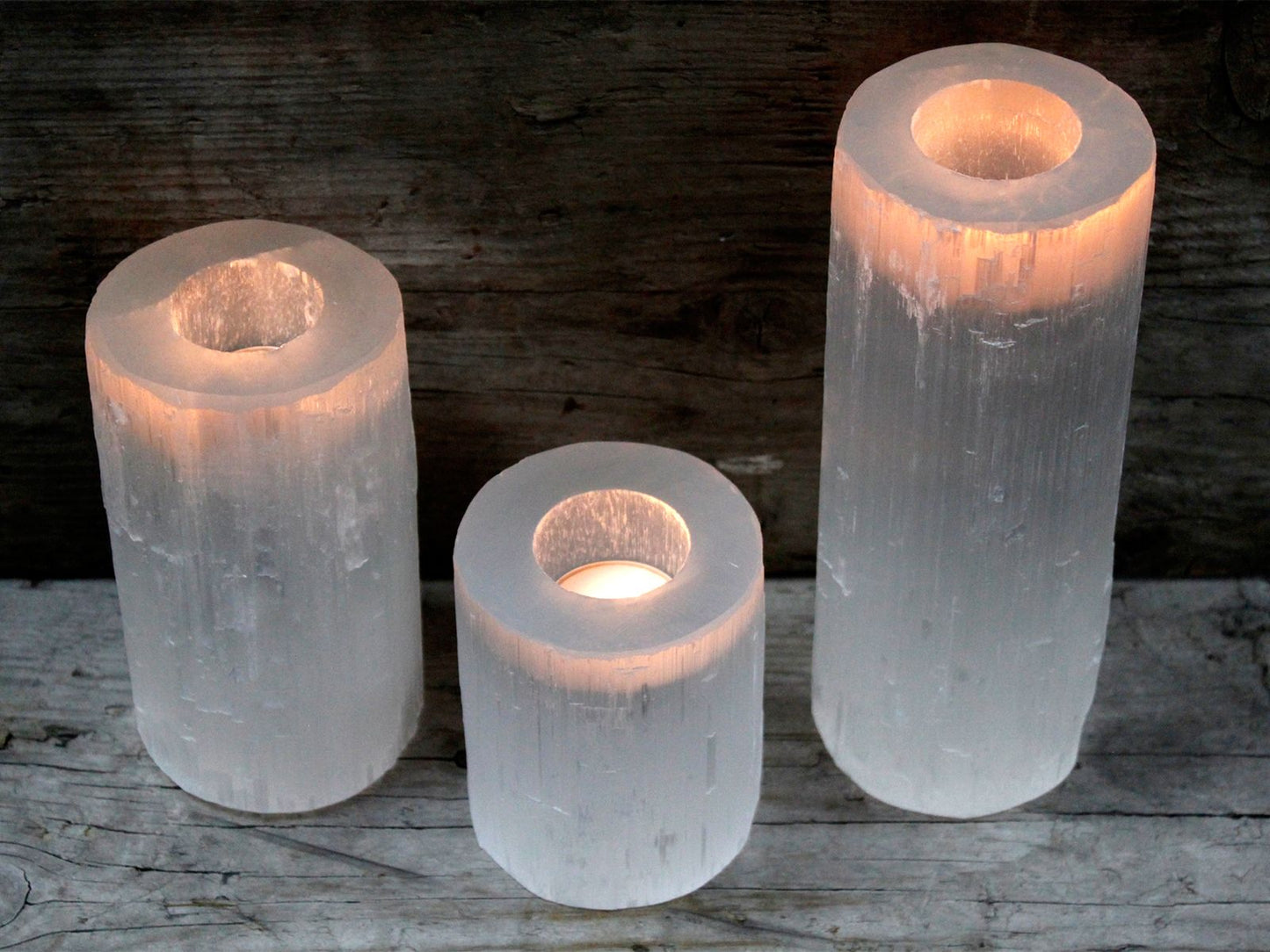 Selenite Cylinder Candle Holder - 15 cm - Vivid Aromas UK