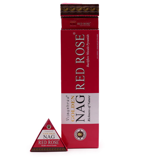42g Jumbo Golden Nag - Red Rose Backflow Incense Cones - Vivid Aromas UK