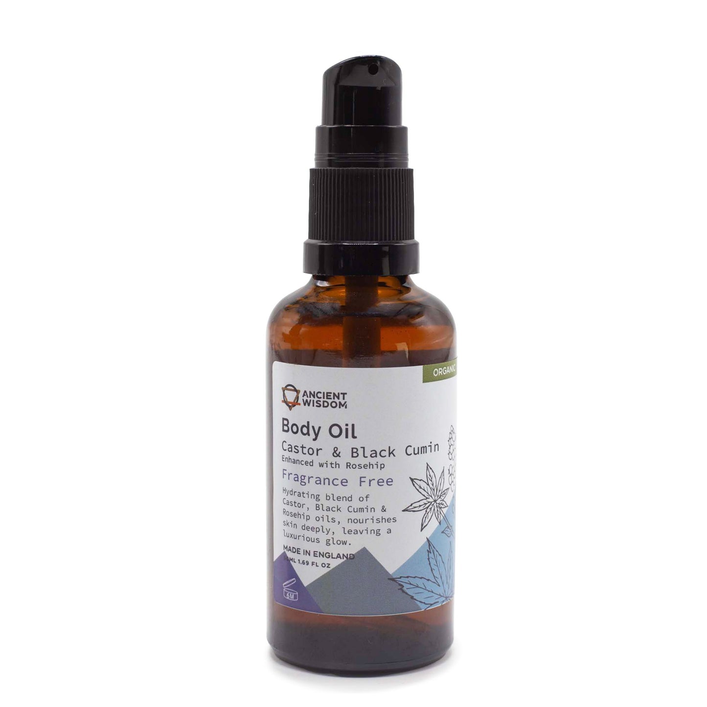 Organic Body Oil 50ml - Rosehip (Unfragranced) - Vivid Aromas UK