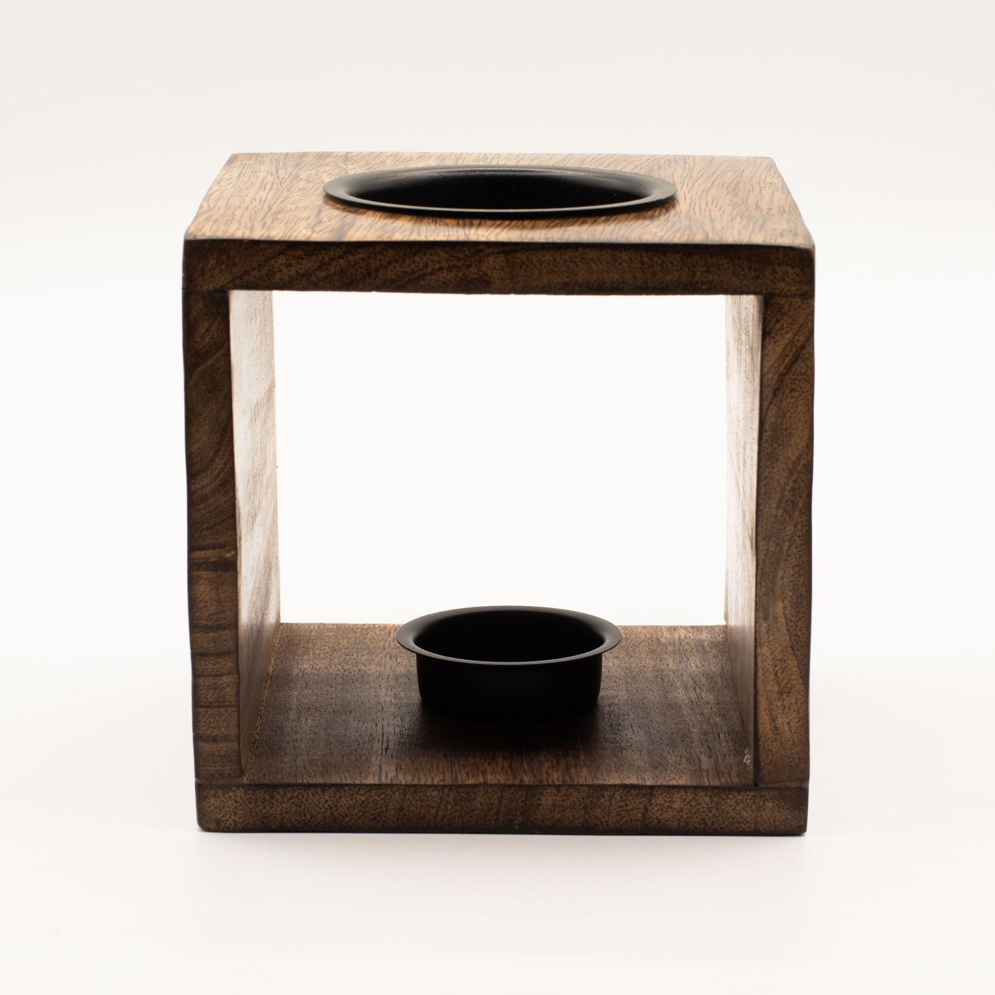 Large Square Mango Wood Oil Burner- Pentagon - Vivid Aromas UK