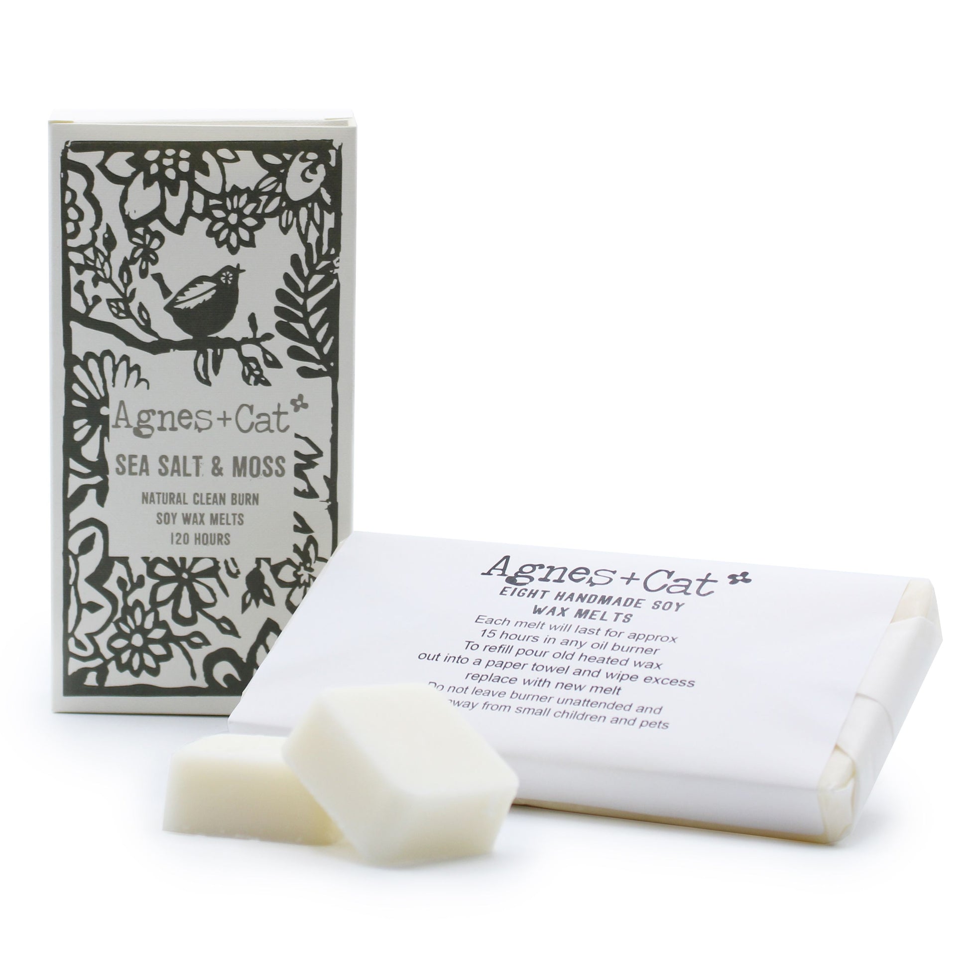 Agnes + Cat Box of 8 Wax Melts - Seasalt + Moss - Vivid Aromas UK