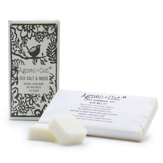 Agnes + Cat Box of 8 Wax Melts - Seasalt + Moss - Vivid Aromas UK