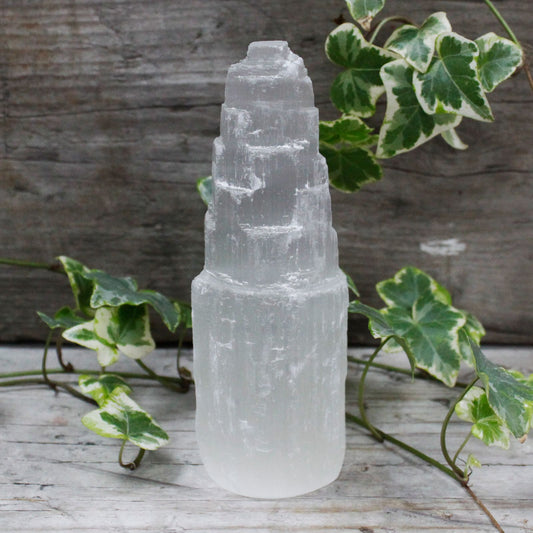 Natiural Selenite Tower - 15 cm - Vivid Aromas UK