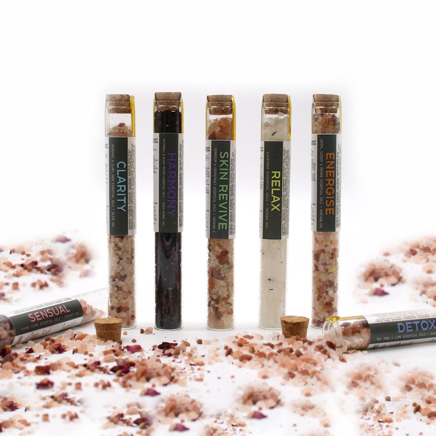Bath Salts in Vials - Gift Pack of 7 - Vivid Aromas UK