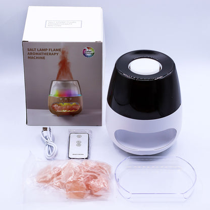 Salt Stone Flame Effect Aroma Diffuser - White USB - Colour Change and Timer - Vivid Aromas UK