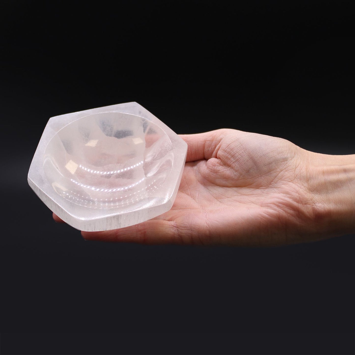 Selenite Hex Bowl - 10cm - Vivid Aromas UK