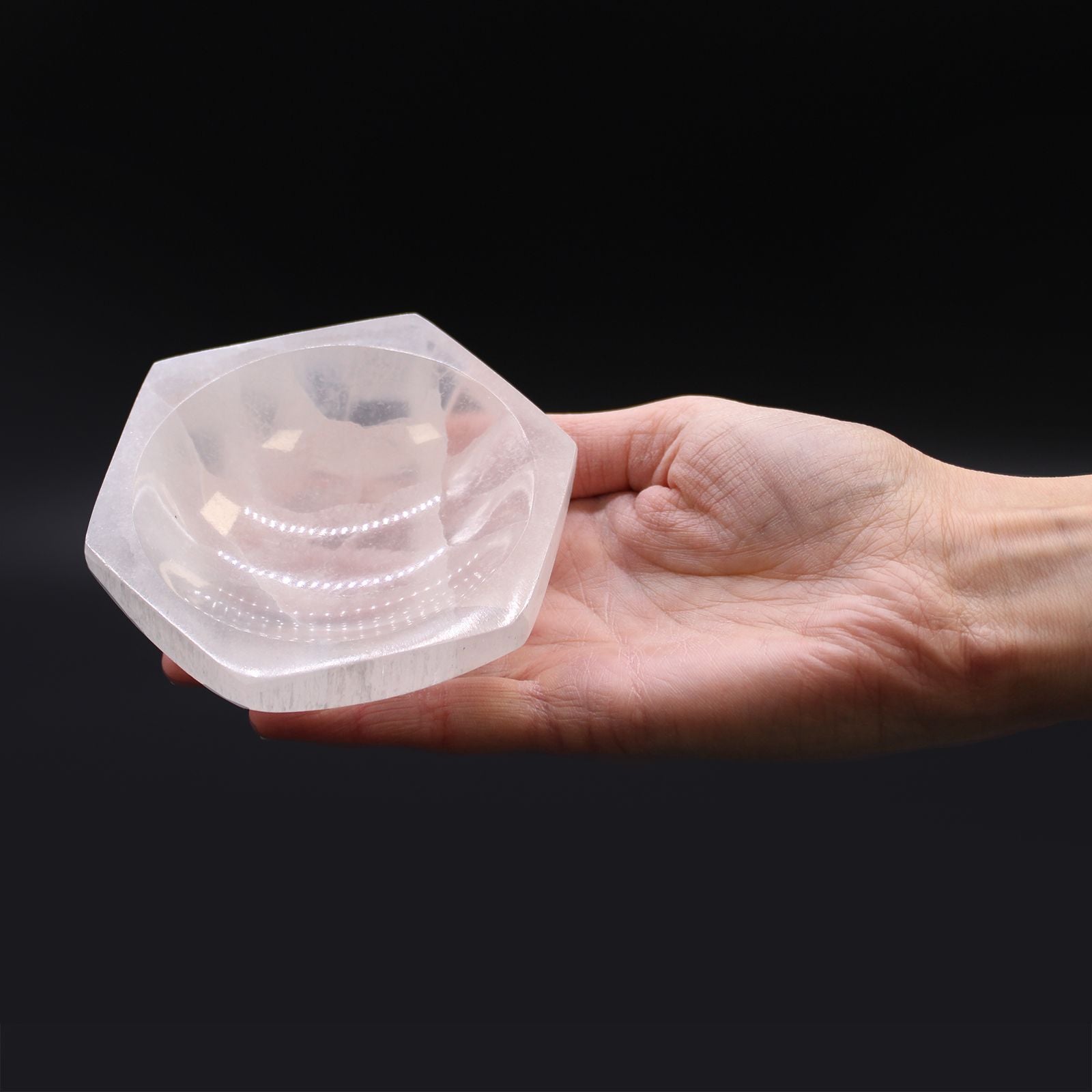 Selenite Hex Bowl - 10cm - Vivid Aromas UK
