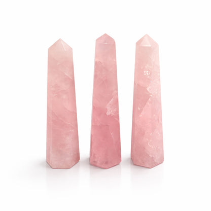 Gemstone Six Face Obelisk Point approx 11cm - Rose Quartz - Vivid Aromas UK